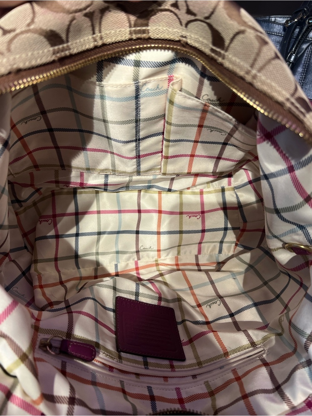 Coach Bleecker signature canvas tote bag with burgundy leather trim - Picture 6 of 10